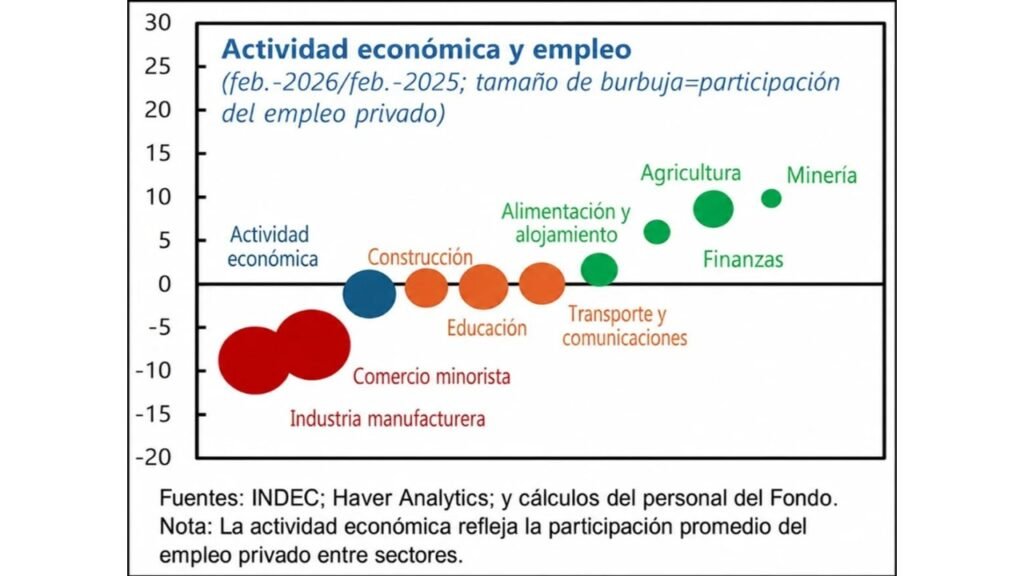 Logos del FMI y el Banco Central con gráfico financiero de fondo, ilustrando las advertencias ocultas al programa económico de Milei.